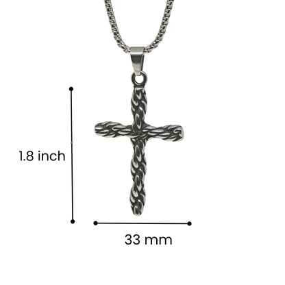 TWIST CROSS - 33mm Titanium Steel Pendant with 24inch Round Box 5mm Chain for Men & Boys - THE MEN THING