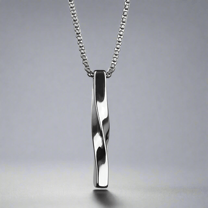 TWISTED CUBOID VERTICAL BAR -  Alloy Pendant with 24inch Round Box Chain, European trending Style for Men & Boys - THE MEN THING
