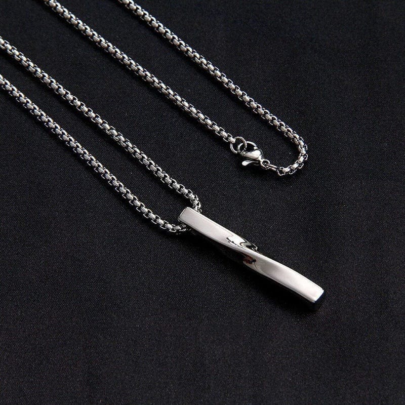 TWISTED CUBOID VERTICAL BAR -  Alloy Pendant with 24inch Round Box Chain, European trending Style for Men & Boys - THE MEN THING