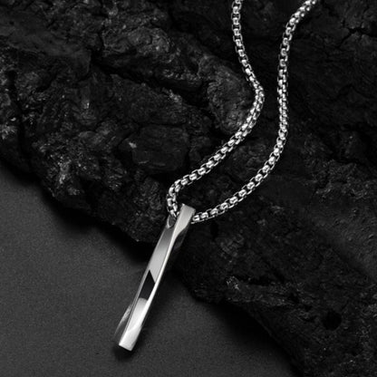 TWISTED CUBOID VERTICAL BAR -  Alloy Pendant with 24inch Round Box Chain, European trending Style for Men & Boys - THE MEN THING