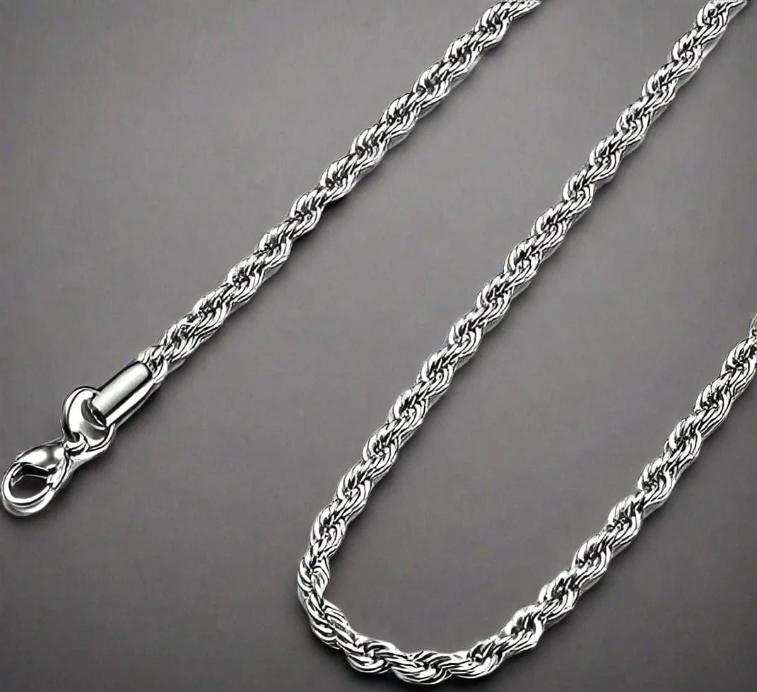 TWISTED ROPE - 3.5mm Chain Stainless Steel 24inch for Men & Boys - THE MEN THING