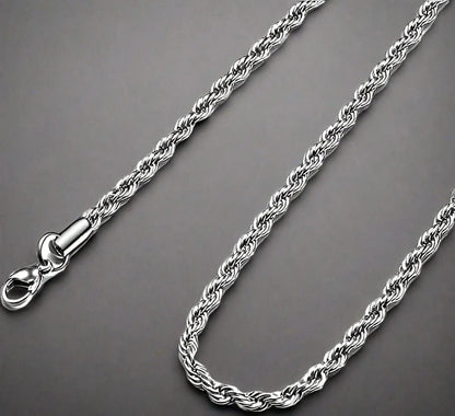 TWISTED ROPE - 3.5mm Chain Stainless Steel 24inch for Men & Boys - THE MEN THING