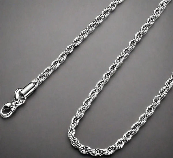 TWISTED ROPE - 3.5mm Chain Stainless Steel 24inch for Men & Boys