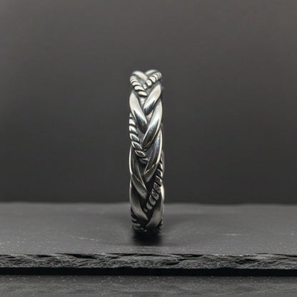 TWISTED TEXTURE - Open Bangle Bracelet (Adjustable) - 12mm Stainless Steel for Men & Boys - THE MEN THING