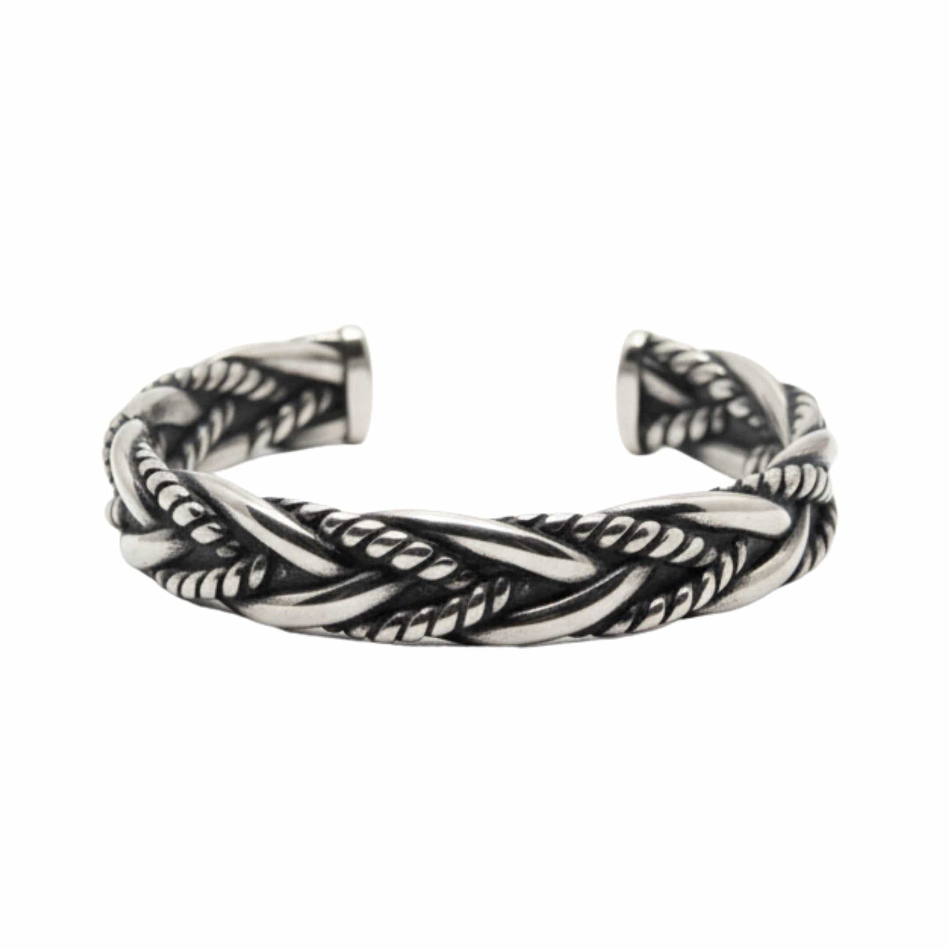 TWISTED TEXTURE - Open Bangle Bracelet (Adjustable) - 12mm Stainless Steel for Men & Boys - THE MEN THING