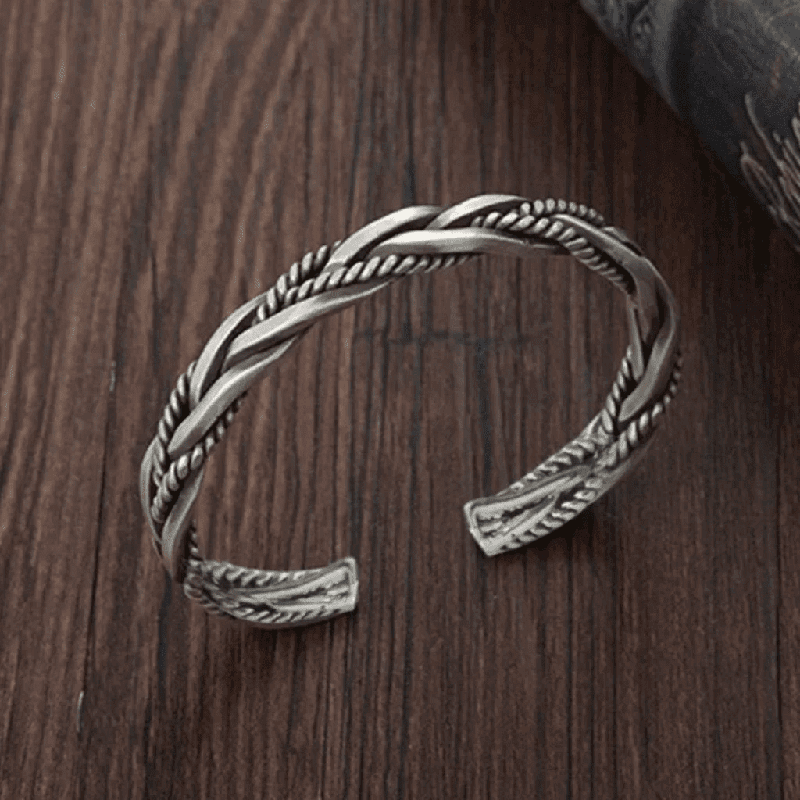 TWISTED TEXTURE - Open Bangle  Bracelet (Adjustable) - Elegant look - 5mm copper for Men & Boys - THE MEN THING