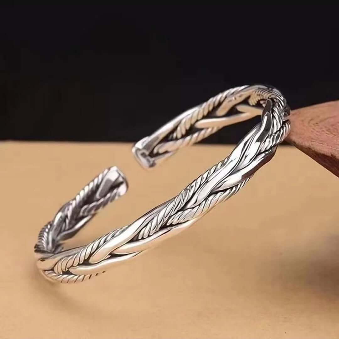 TWISTED TEXTURE - Open Bangle  Bracelet (Adjustable) - Elegant look - 5mm copper for Men & Boys - THE MEN THING