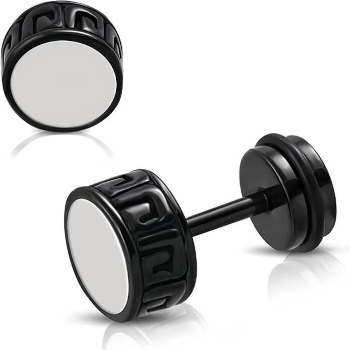 TWO-TONE CIRCLE - Pure Titanium Steel Piercing Ear Earrings for Men & Boys (2 Pcs) — Nose & Ear Ring for Men | THE MEN THING