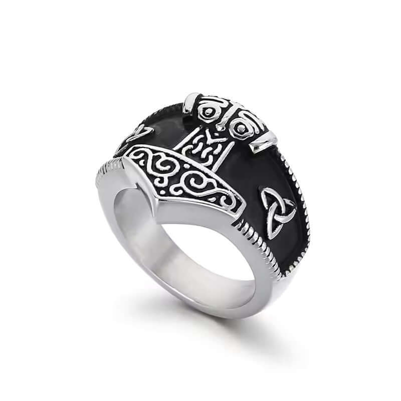 Thor's Hammer Titanium Steel Ring for Men and Boys (Size-21) - THE MEN THING