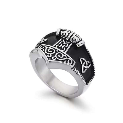 Thor's Hammer Titanium Steel Ring for Men and Boys (Size-21) - THE MEN THING