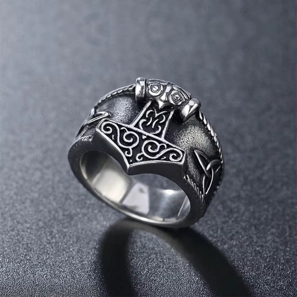 Thor's Hammer Titanium Steel Ring for Men and Boys (Size-21) - THE MEN THING