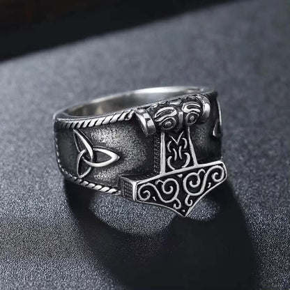Thor's Hammer Titanium Steel Ring for Men and Boys (Size-21) - THE MEN THING