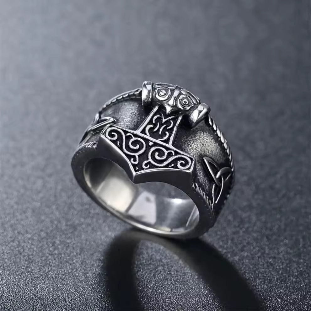 Thor's Hammer Titanium Steel Ring for Men and Boys (Size-21) - THE MEN THING