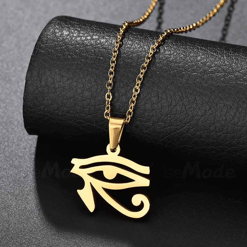 UDJAT EYE GOLD - Pure Titanium Steel Pendant with 24inch Round Box Chain for Men & Boys - THE MEN THING