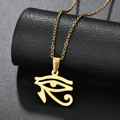 UDJAT EYE GOLD - Pure Titanium Steel Pendant with 24inch Round Box Chain for Men & Boys - THE MEN THING