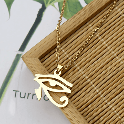 UDJAT EYE GOLD - Pure Titanium Steel Pendant with 24inch Round Box Chain for Men & Boys - THE MEN THING