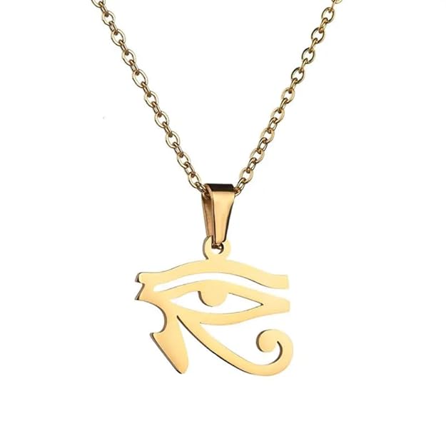 UDJAT EYE GOLD - Pure Titanium Steel Pendant with 24inch Round Box Chain for Men & Boys - THE MEN THING