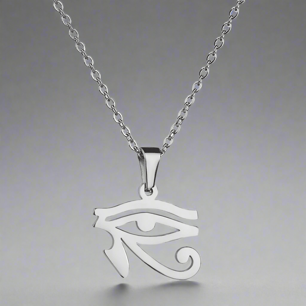 UDJAT EYE SILVER  -  Pure Titanium Steel Pendant with 24inch Round Box Chain for Men & Boys - THE MEN THING