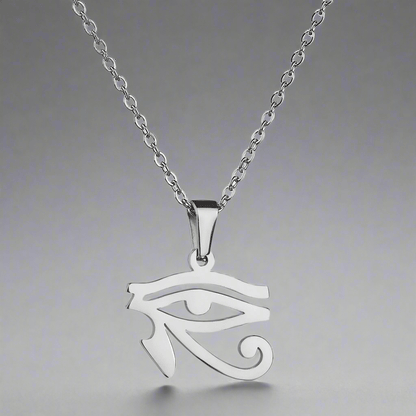 UDJAT EYE SILVER  -  Pure Titanium Steel Pendant with 24inch Round Box Chain for Men & Boys - THE MEN THING