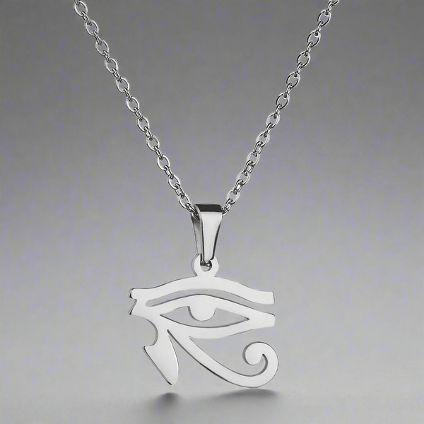 UDJAT EYE SILVER  -  Pure Titanium Steel Pendant with 24inch Round Box Chain for Men & Boys
