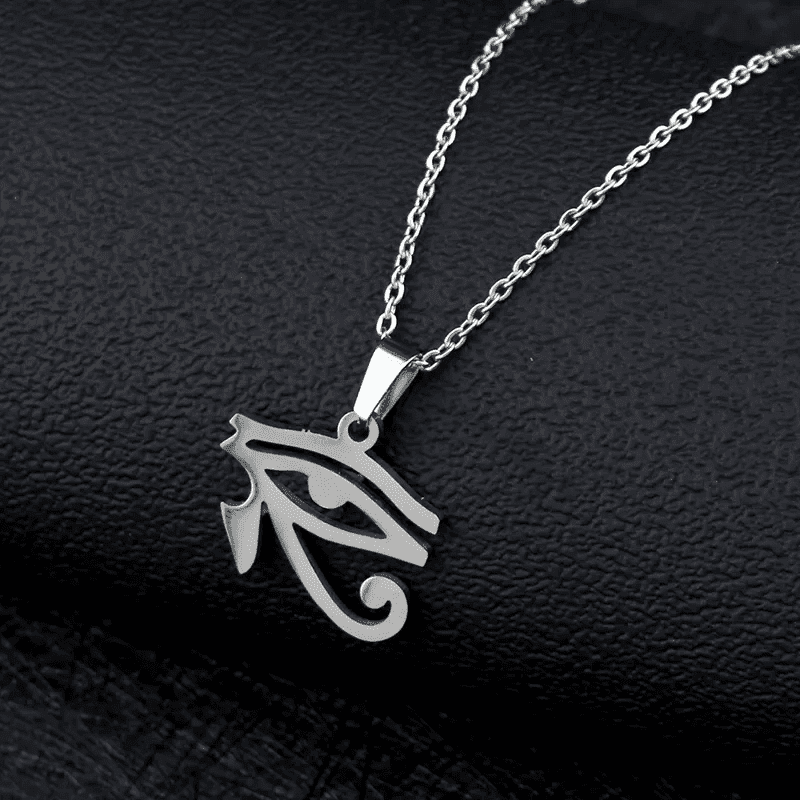 UDJAT EYE SILVER  -  Pure Titanium Steel Pendant with 24inch Round Box Chain for Men & Boys - THE MEN THING