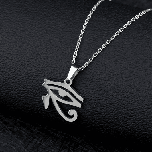 UDJAT EYE SILVER  -  Pure Titanium Steel Pendant with 24inch Round Box Chain for Men & Boys - THE MEN THING