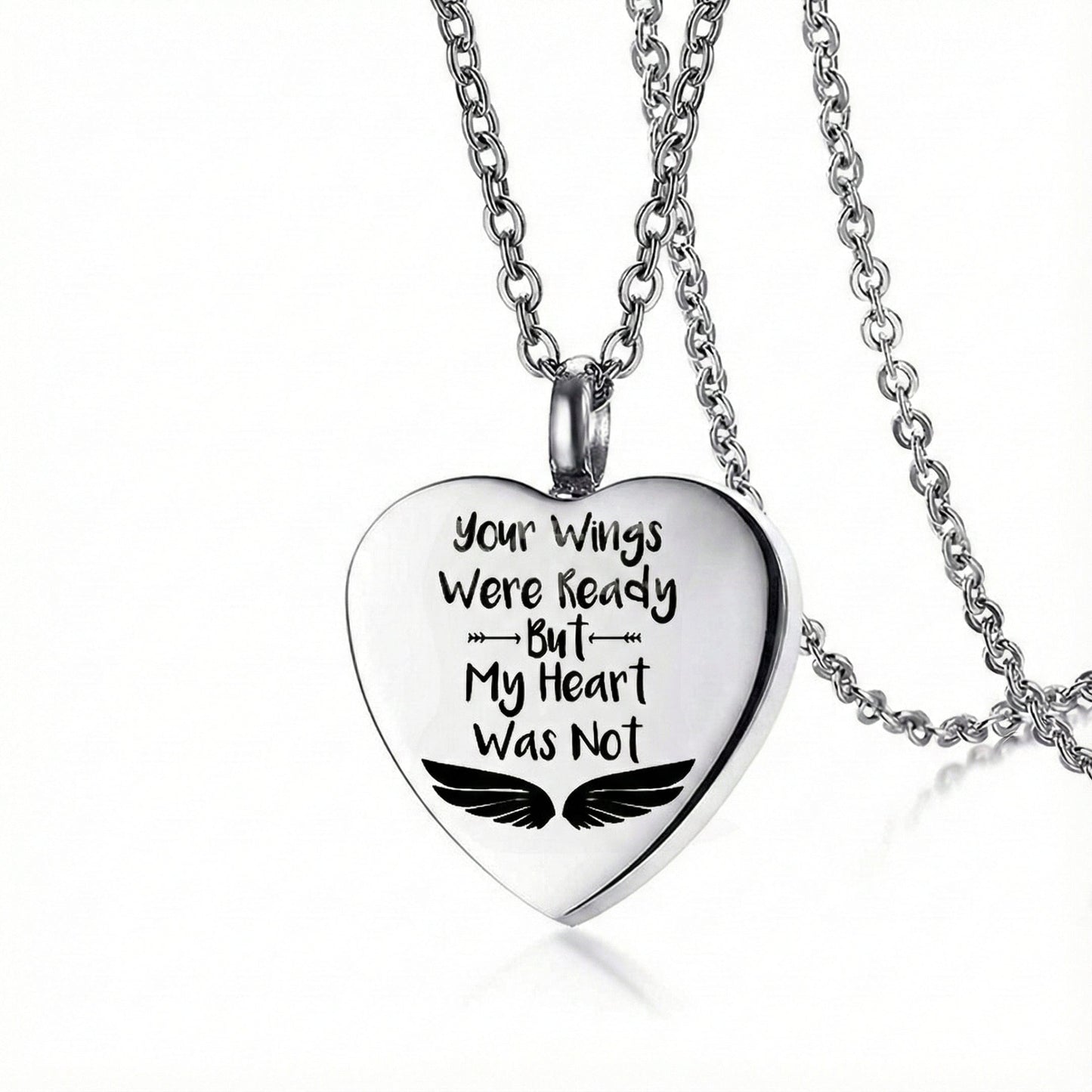 URN HEART - Titanium Steel Pendant with 24inch Round Rolo Chain for Men & Boys - THE MEN THING