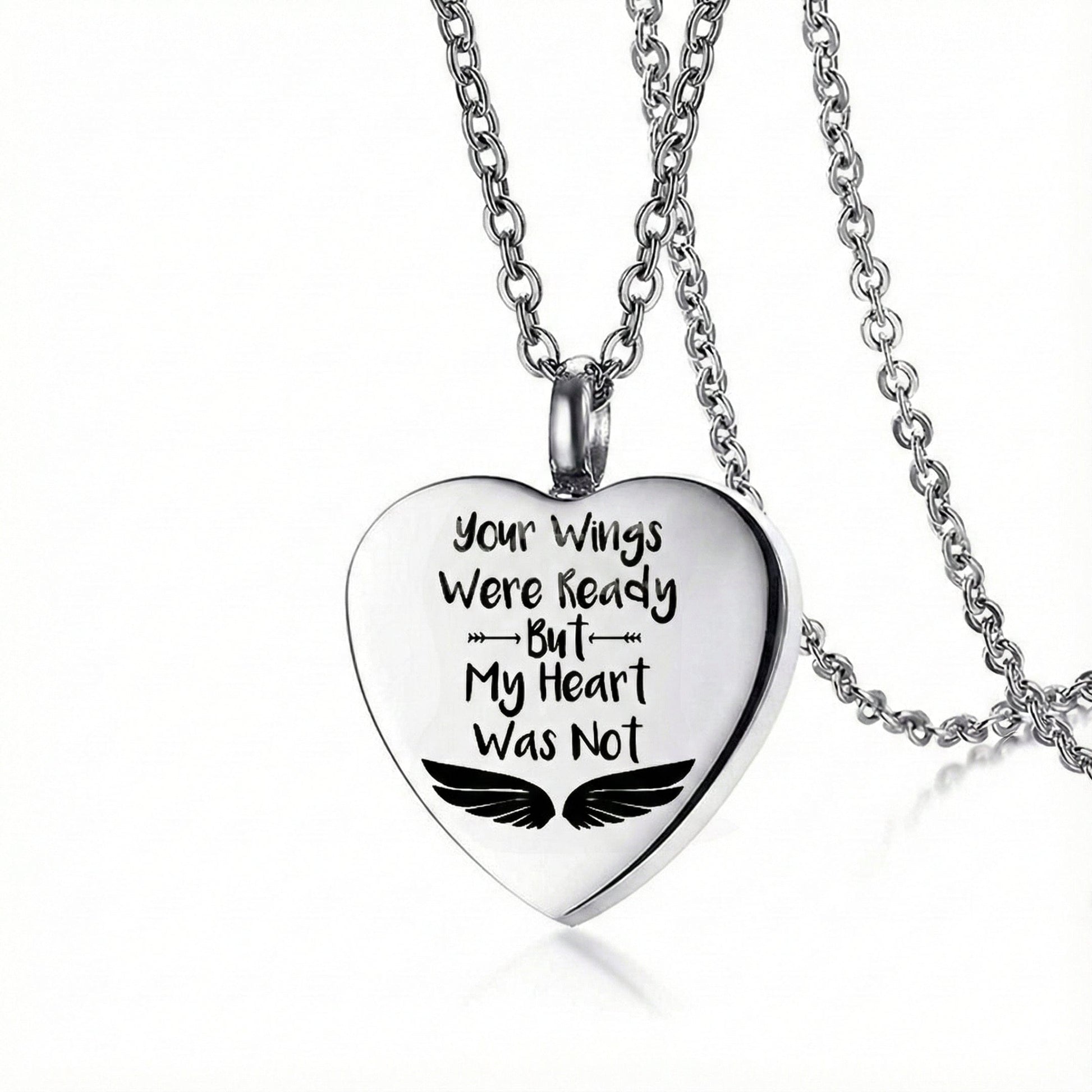 URN HEART - Titanium Steel Pendant with 24inch Round Rolo Chain for Men & Boys - THE MEN THING