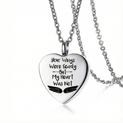 URN HEART - Titanium Steel Pendant with 24inch Round Rolo Chain for Men & Boys - THE MEN THING