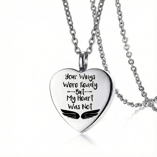 URN HEART - Titanium Steel Pendant with 24inch Round Rolo Chain for Men & Boys - THE MEN THING