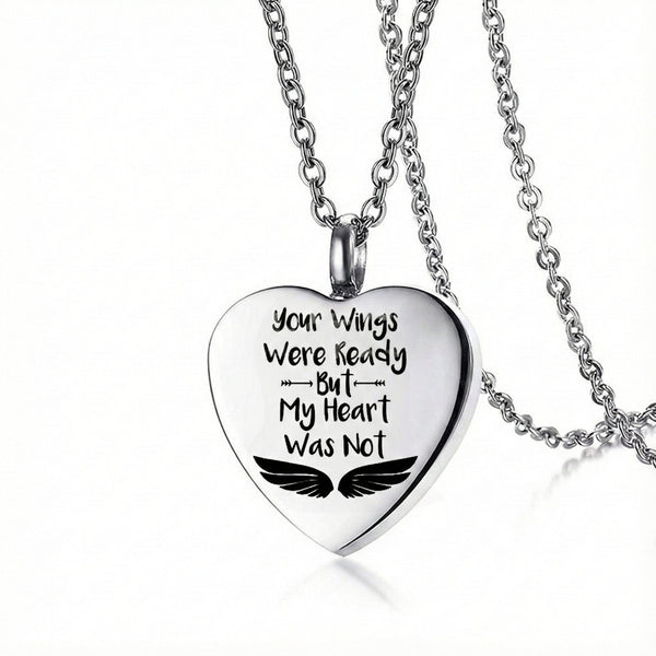 URN HEART - Titanium Steel Pendant with 24inch Round Rolo Chain for Men & Boys