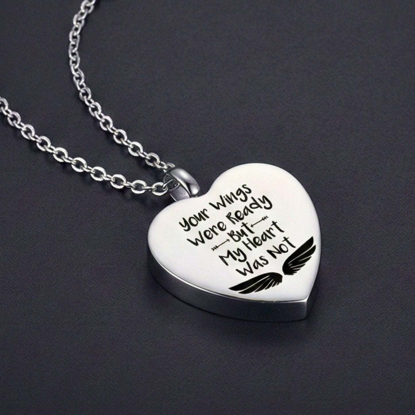 URN HEART - Titanium Steel Pendant with 24inch Round Rolo Chain for Men & Boys - THE MEN THING