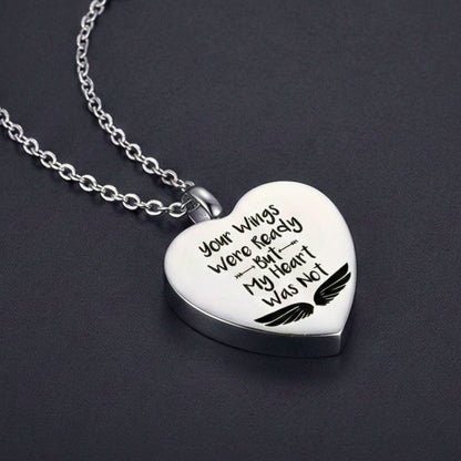 URN HEART - Titanium Steel Pendant with 24inch Round Rolo Chain for Men & Boys - THE MEN THING