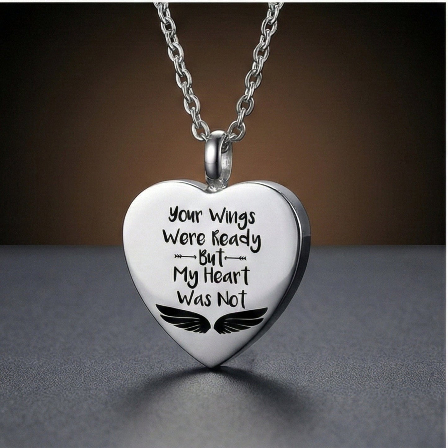 URN HEART - Titanium Steel Pendant with 24inch Round Rolo Chain for Men & Boys - THE MEN THING