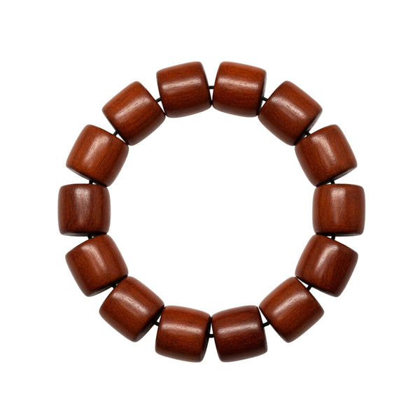 CRIMSON TIMBER - 16mm Wooden Beads Bracelet with Natural Stone - Adjustable Bracelet