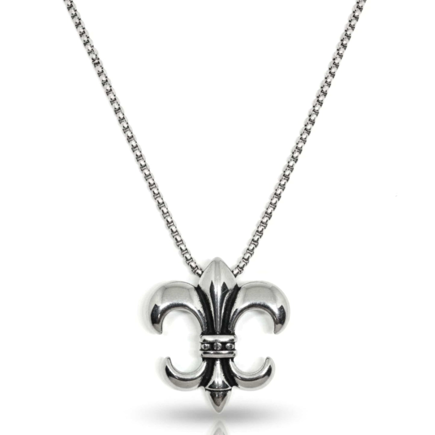 VALIANT FLEUR - 35mm Titanium Steel Pendant with 24inch Round Box 5mm Chain for Men & Boys - THE MEN THING