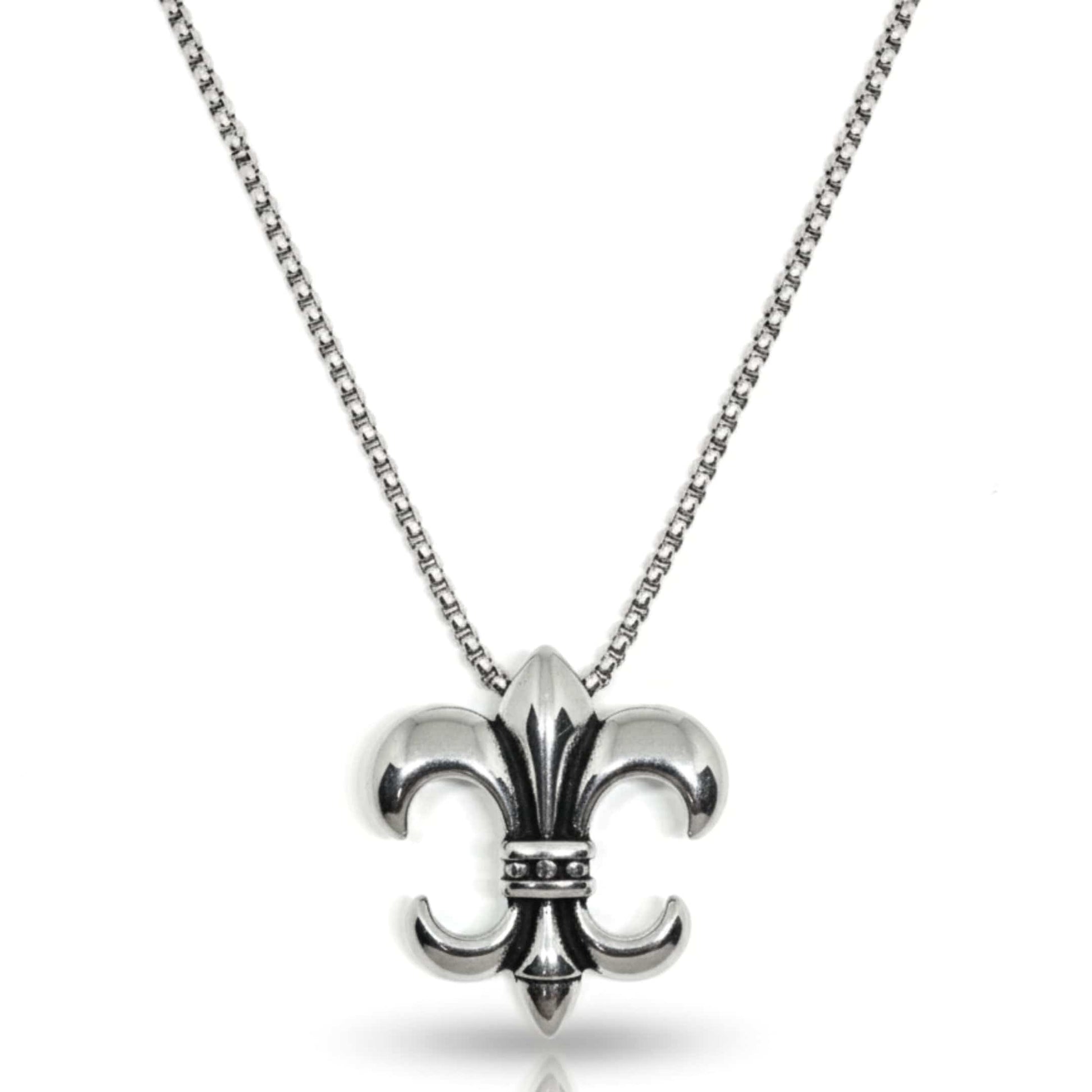 VALIANT FLEUR - 35mm Titanium Steel Pendant with 24inch Round Box 5mm Chain for Men & Boys - THE MEN THING