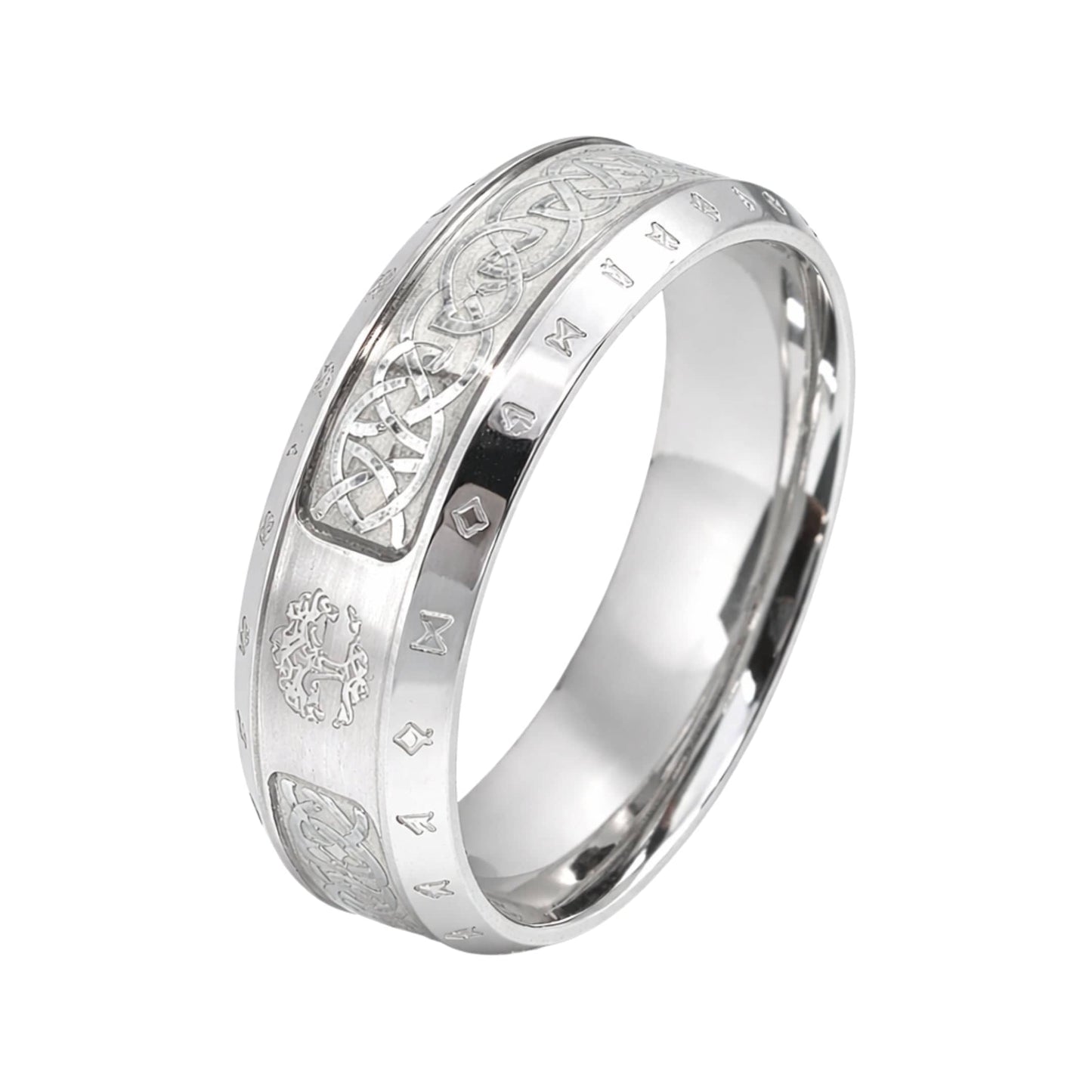 VALKNUT RUNE - Steel - Pure Stainless Steel Men’s Steel - Plated Ring (Size : 17-22-26) - THE MEN THING