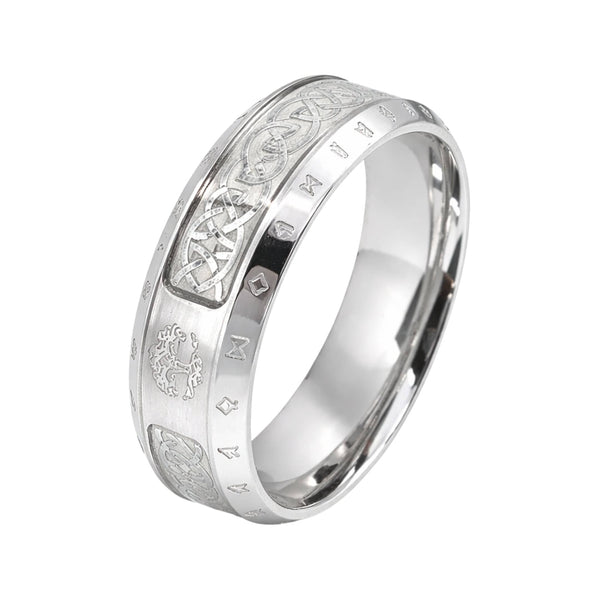 VALKNUT RUNE - Steel - Pure Stainless Steel Men’s Steel - Plated Ring (Size : 17-22-26)