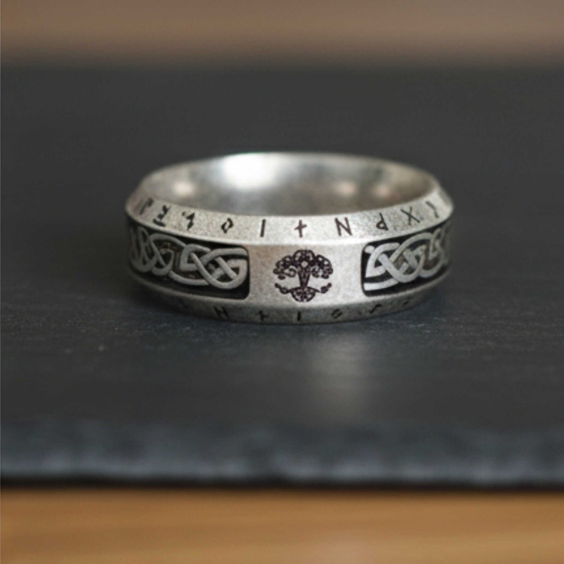 VALKNUT TREE RUNE - Oxidized Steel Pure Stainless Steel Ring for Men & Boys (Size : 17-27) — Rings for Men | THE MEN THING