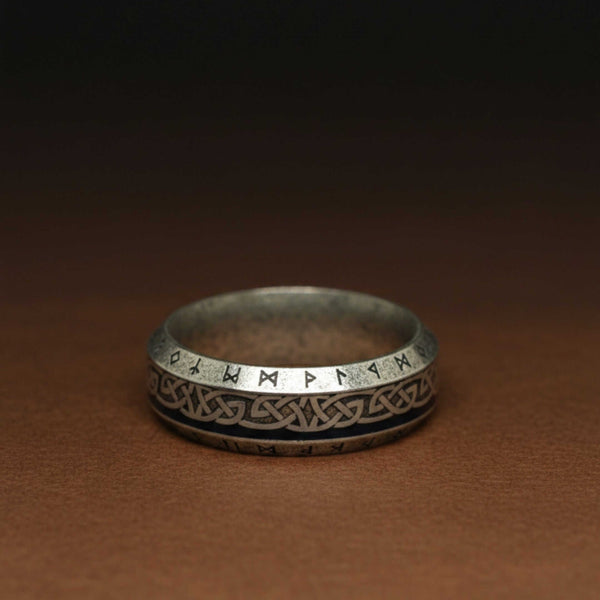 VALKNUT TREE RUNE - Oxidized Steel Pure Stainless Steel Ring for Men & Boys   (Size : 17-27)