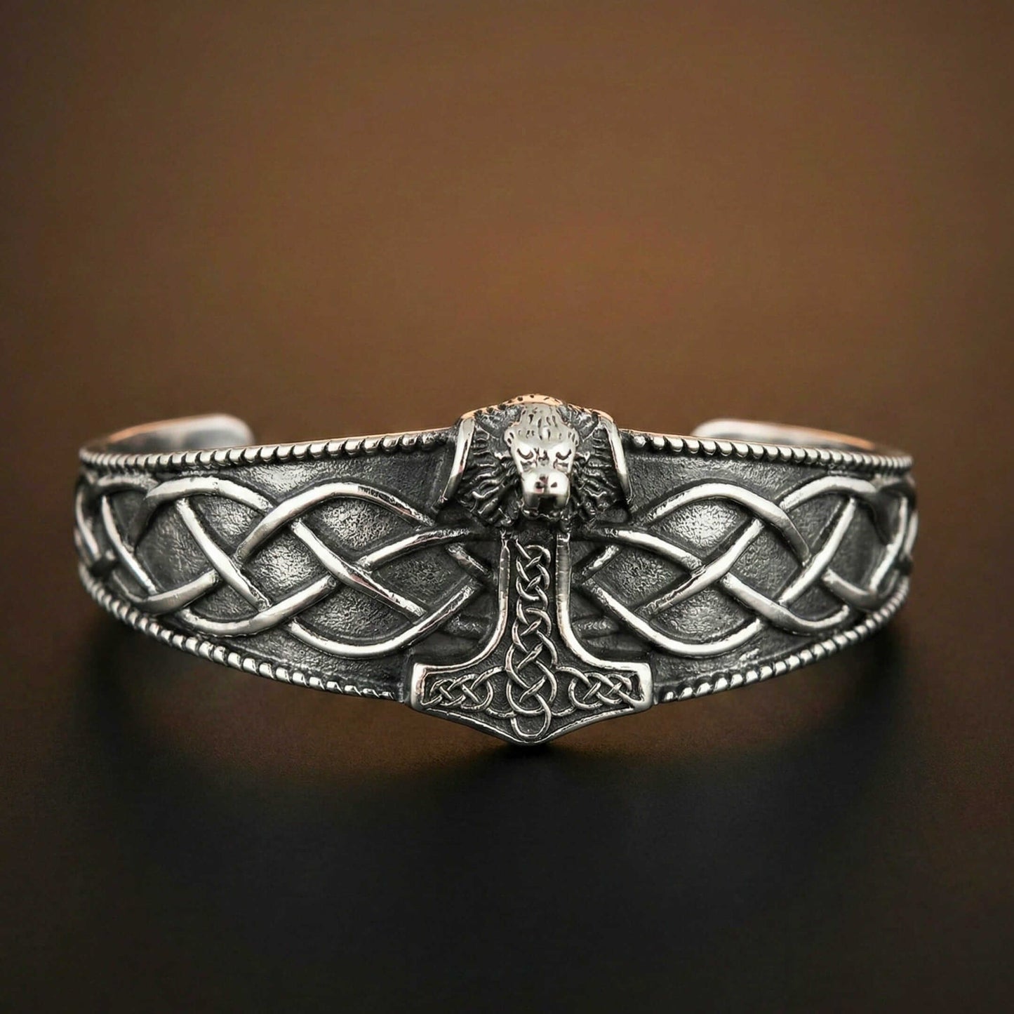 VALKNUT WOLF - Pure Stainless Steel Open Bangle Bracelet (Adjustable) for Men & Boys - THE MEN THING