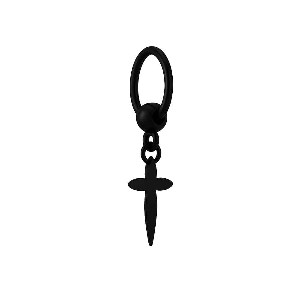 VALOR BLACK CROSS - Pure Titanium Steel Hoop Earrings for Men & Boys (2pcs) - THE MEN THING