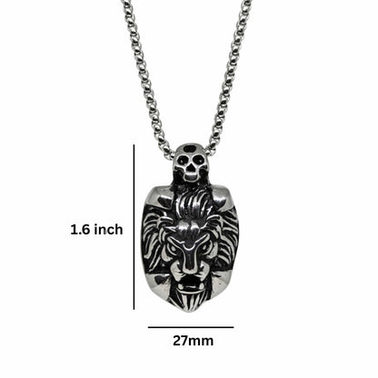 VALOR LION - 27mm Titanium Steel Pendant with 24inch Round Box 5mm Chain for Men & Boys - THE MEN THING