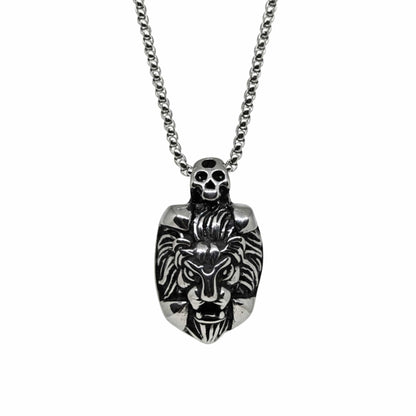 VALOR LION - 27mm Titanium Steel Pendant with 24inch Round Box 5mm Chain for Men & Boys - THE MEN THING