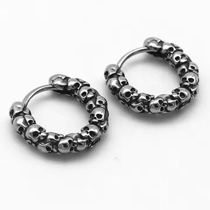 VANDAL SKULLS - Pure Titanium Steel Hoop Earrings for Men & Boys (2pcs) - THE MEN THING