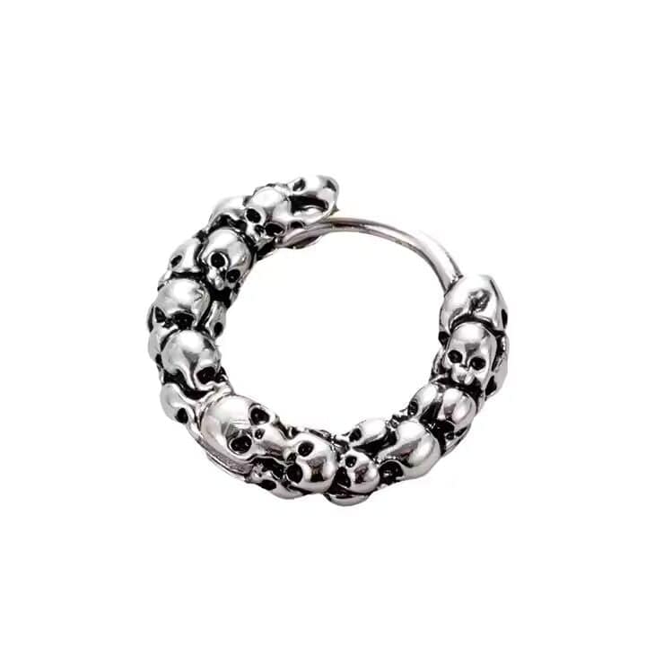 VANDAL SKULLS - Pure Titanium Steel Hoop Earrings for Men & Boys (2pcs) - THE MEN THING