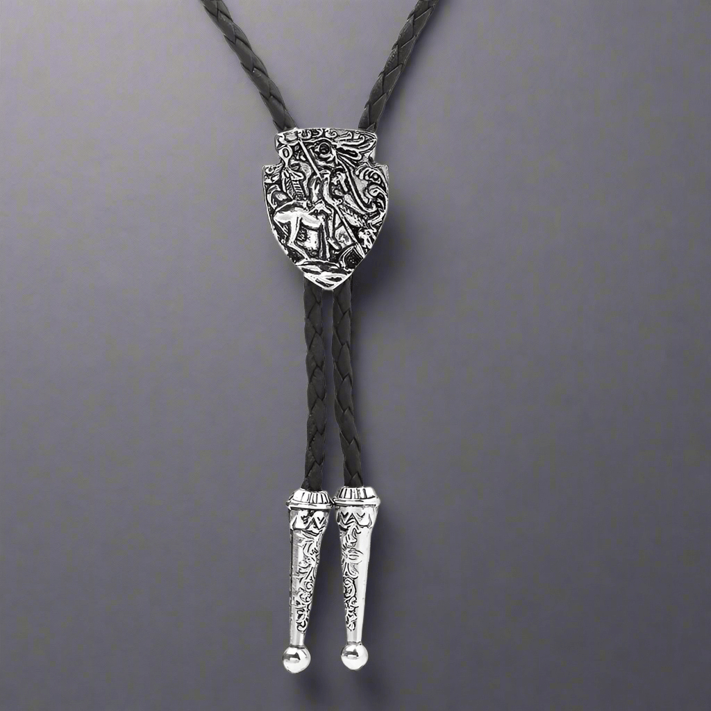 VANGUARD - Retro Alloy Pendant Bolo Tie | Adjustable Genuine Leather Cowboy Necktie Necklace for Men & Boys - THE MEN THING
