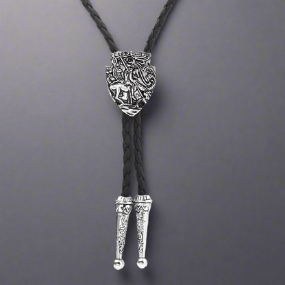 VANGUARD - Retro Alloy Pendant Bolo Tie | Adjustable Genuine Leather Cowboy Necktie Necklace for Men & Boys - THE MEN THING
