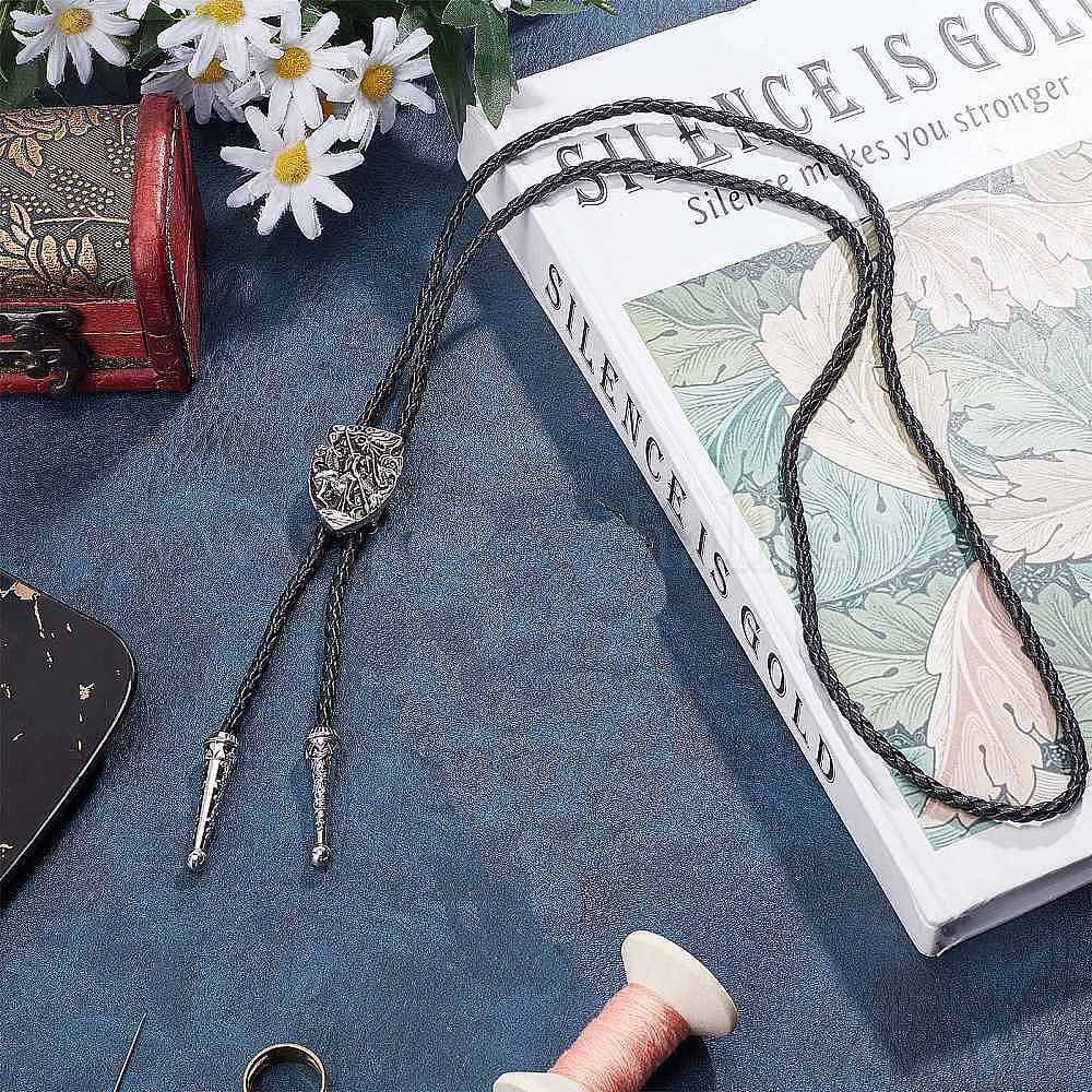VANGUARD - Retro Alloy Pendant Bolo Tie | Adjustable Genuine Leather Cowboy Necktie Necklace for Men & Boys - THE MEN THING